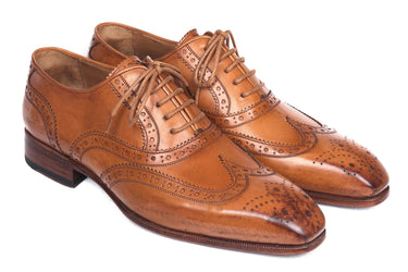 Paul Parkman Men's Leather Wingtip Oxfords in Cognac