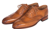 Paul Parkman Men's Leather Wingtip Oxfords in Cognac