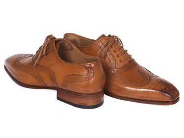 Paul Parkman Men's Leather Wingtip Oxfords in Cognac