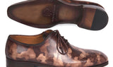 Paul Parkman Men's Hand-Painted Wholecut Oxfords in Brown Camouflage