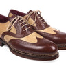 Paul Parkman Men's Triple Leather Sole Wingtip Brogues in Beige & Brown
