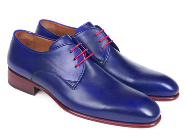Paul Parkman Men's Hand-Painted Derby Shoes in Blue