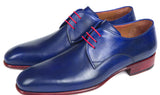 Paul Parkman Men's Hand-Painted Derby Shoes in Blue