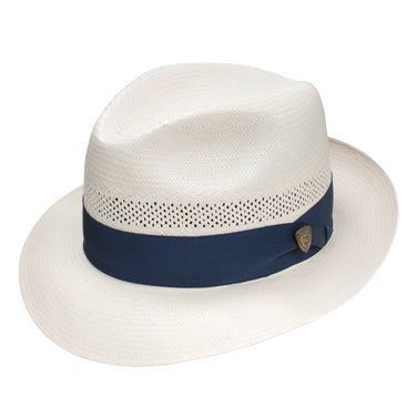 Dobbs Center Dent (Vented) Vented Shantung Straw Fedora in Natural