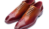 Paul Parkman Goodyear Welted Wingtip Oxfords in Bordeaux & Camel