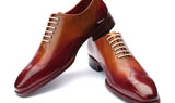 Paul Parkman Goodyear Welted Wingtip Oxfords in Bordeaux & Camel