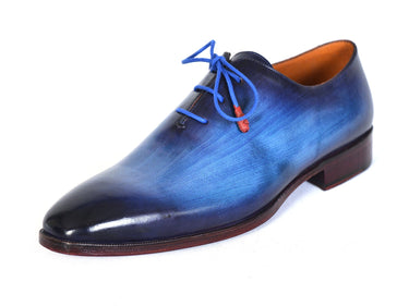 Paul Parkman Men's Hand-Painted Plain Toe Wholecut Oxfords in Blue