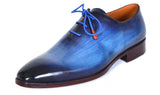 Paul Parkman Men's Hand-Painted Plain Toe Wholecut Oxfords in Blue