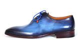 Paul Parkman Men's Hand-Painted Plain Toe Wholecut Oxfords in Blue