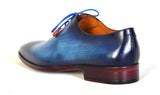 Paul Parkman Men's Hand-Painted Plain Toe Wholecut Oxfords in Blue