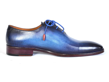 Paul Parkman Men's Hand-Painted Plain Toe Wholecut Oxfords in Blue