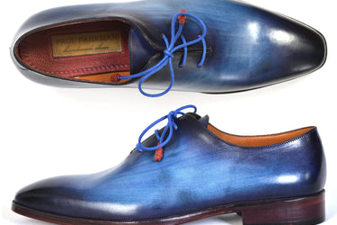Paul Parkman Men's Hand-Painted Plain Toe Wholecut Oxfords in Blue