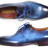 Paul Parkman Men's Hand-Painted Plain Toe Wholecut Oxfords in Blue