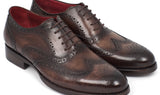 Paul Parkman Men's Hand-Painted Leather Wingtip Oxfords in Brown