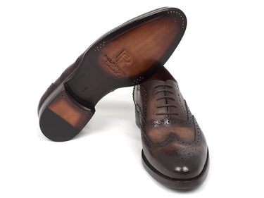 Paul Parkman Men's Hand-Painted Leather Wingtip Oxfords in Brown
