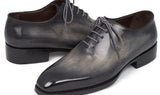 Paul Parkman Hand-Painted Leather Wholecut Oxfords in Gray & Black