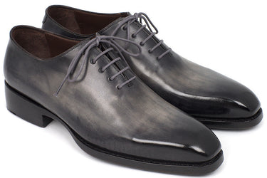Paul Parkman Hand-Painted Leather Wholecut Oxfords in Gray & Black