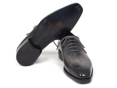Paul Parkman Hand-Painted Leather Wholecut Oxfords in Gray & Black