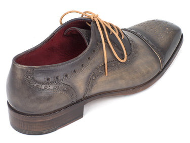 Paul Parkman Men's Hand-Painted Leather Captoe Oxfords in Gray