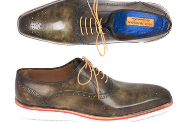 Paul Parkman Men's Smart Casual Oxford Shoes in Army Green