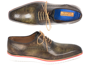 Paul Parkman Men's Smart Casual Oxford Shoes in Army Green