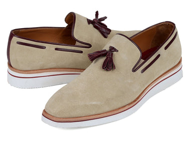 Paul Parkman Men's Smart Casual Tassel Suede Loafers in Beige