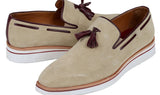 Paul Parkman Men's Smart Casual Tassel Suede Loafers in Beige
