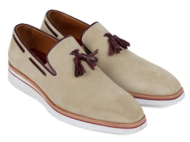 Paul Parkman Men's Smart Casual Tassel Suede Loafers in Beige