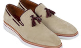 Paul Parkman Men's Smart Casual Tassel Suede Loafers in Beige