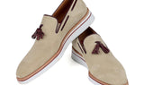 Paul Parkman Men's Smart Casual Tassel Suede Loafers in Beige