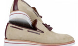 Paul Parkman Men's Smart Casual Tassel Suede Loafers in Beige