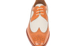 Paul Parkman Dual Tone Wingtip Derby Shoes in Cognac & Cream