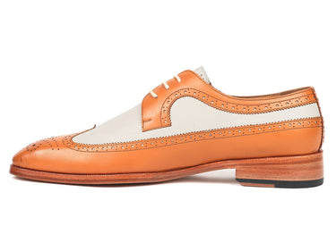 Paul Parkman Dual Tone Wingtip Derby Shoes in Cognac & Cream