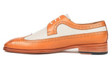 Paul Parkman Dual Tone Wingtip Derby Shoes in Cognac & Cream