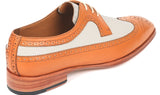 Paul Parkman Dual Tone Wingtip Derby Shoes in Cognac & Cream