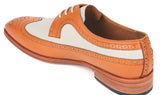 Paul Parkman Dual Tone Wingtip Derby Shoes in Cognac & Cream