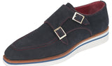 Paul Parkman Men's Smart Casual Monkstrap Suede Shoes in Navy