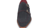Paul Parkman Men's Smart Casual Monkstrap Suede Shoes in Navy