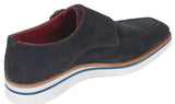 Paul Parkman Men's Smart Casual Monkstrap Suede Shoes in Navy
