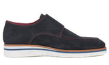Paul Parkman Men's Smart Casual Monkstrap Suede Shoes in Navy