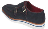 Paul Parkman Men's Smart Casual Monkstrap Suede Shoes in Navy
