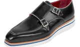 Paul Parkman Men's Smart Casual Monkstrap Leather Shoes in Black