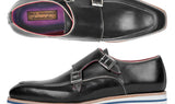 Paul Parkman Men's Smart Casual Monkstrap Leather Shoes in Black