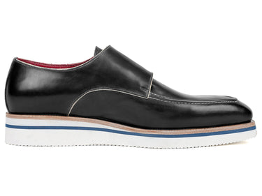 Paul Parkman Men's Smart Casual Monkstrap Leather Shoes in Black