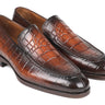Paul Parkman Men's Croco-Embossed Calfskin Loafers in Brown Burnished