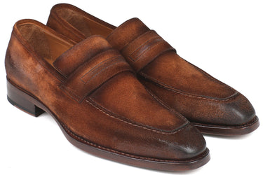 Paul Parkman Men's Suede Goodyear Welted Loafers in Brown Antique