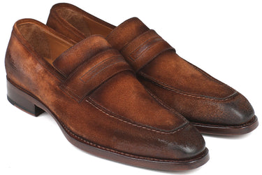 Paul Parkman Men's Suede Goodyear Welted Loafers in Brown Antique