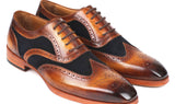 Paul Parkman Brown Leather & Suede Wingtip Oxfords in Brown & Navy