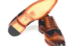 Paul Parkman Brown Leather & Suede Wingtip Oxfords in Brown & Navy
