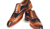 Paul Parkman Brown Leather & Suede Wingtip Oxfords in Brown & Navy
